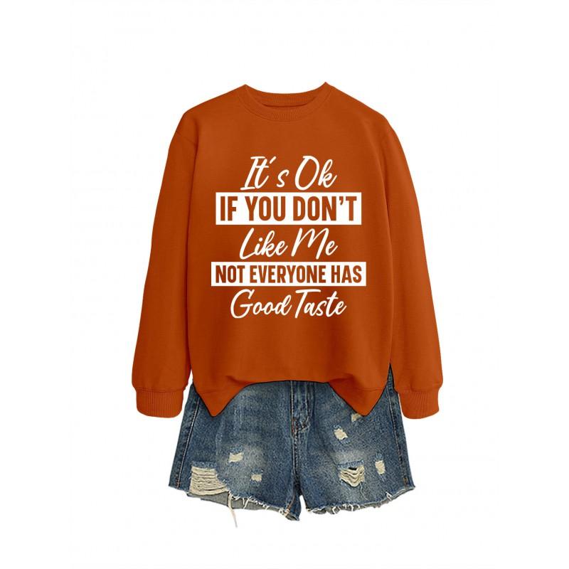 Womens Loose Fit Cotton Hoodie With Print Design Winter Casual Wear