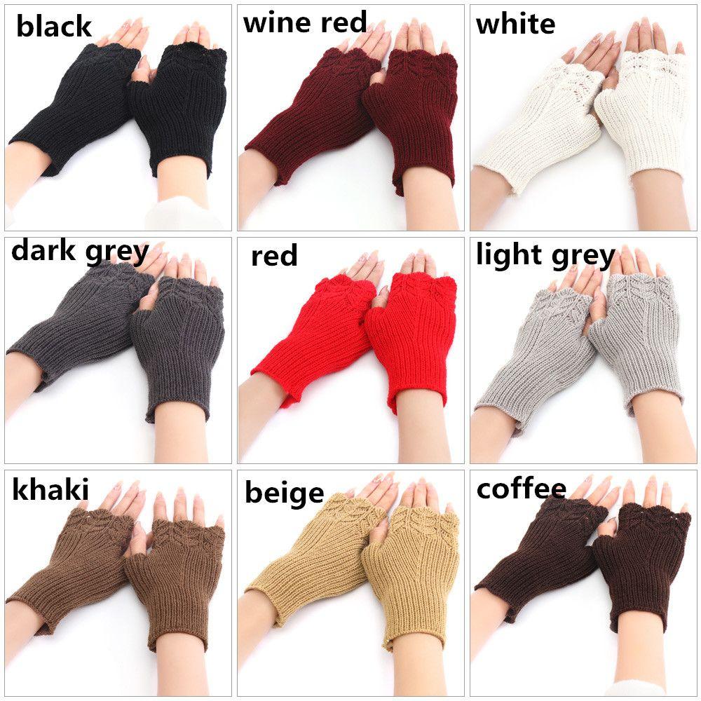Women Girls Elastic Candy Color Arm Warmers Fingerless  Mittens Thick Warm Knitted Gloves