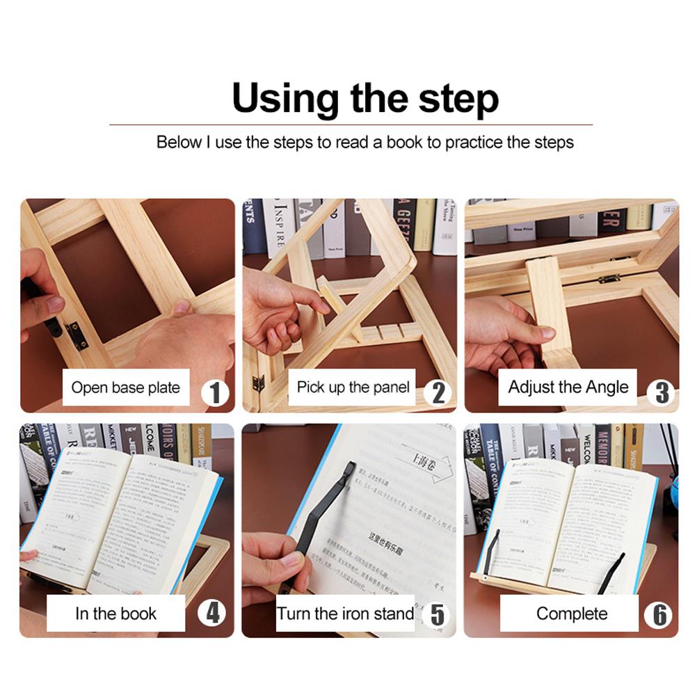 Portable Wooden Lectern for Books Wooden Reading Stand Adjustable and Foldable Lectern for Cookbooks Recipes Tablet