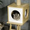 Cat tree, ceiling-high, cat house, two platforms, hammock, anti-tip device, light brown+beige, 40 x 40 x 260 cm