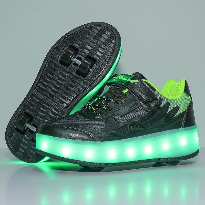 Summer New Children's Runaway Shoes Men and Women Children with Wheels Shoes Four Roller Skates