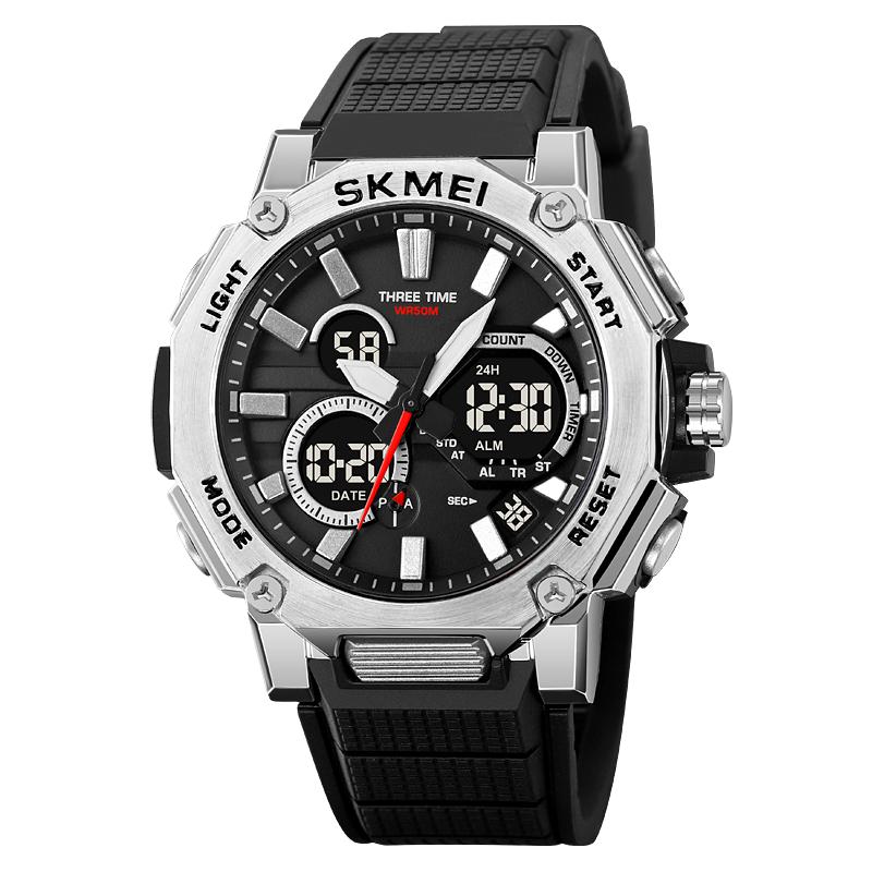 Skmei 2219 Famous Personalized Gents Digital Watch Perfect PU Strap Water Resist Double Display Character Sports Watch Supplier