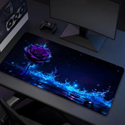 Purple Rose Xl Gaming Mouse Pad Nonslip Rubber Base Stitched Edge Waterproof Desk Mat For Pc Laptop Gamer Office Computer Accessories C927542
