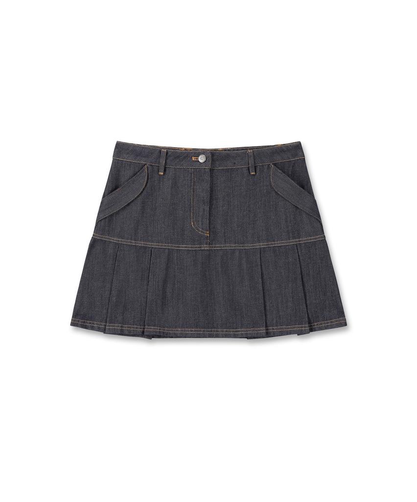 9999 Archive Linking Pleated Denim Skirt