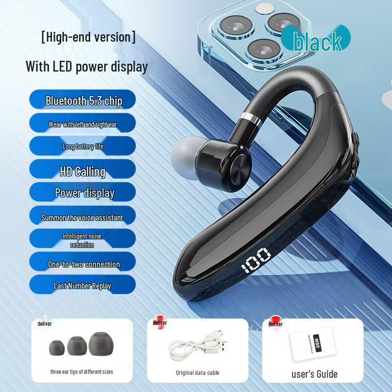 

M80 Wireless Bluetooth Noise-Cancelling Earphones, Over-Ear with Ultra-Long Battery Life & Digital Display for Business & Driving (Single Ear).