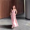 Pink Collar Three-dimensional Flower Suspender Dress Women's Summer French Temperament High-end Vacation Waist Dress