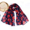 Colorful Poppy Print Scarf Cotton Voile Smooth Poppy Floral Shawl 180*90cm Breathable Poppies Floral Wrap for Women Ladies