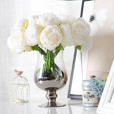 5 Heads Wedding Bouquet Silk Flowers Fake Peony Artificial Peony Silk Flowers Bouquet for Bridal Wedding Floral Home Decoration