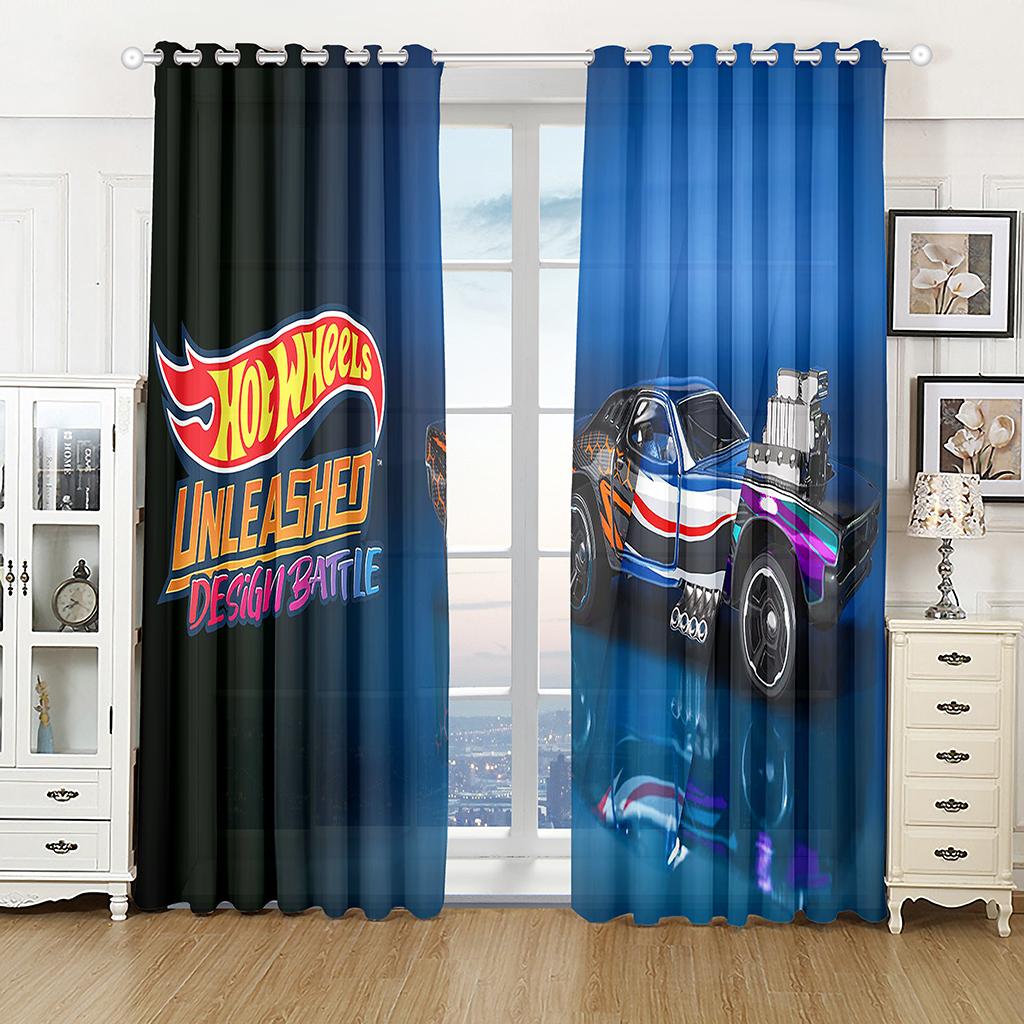 Trendy City Sports Car Scenery 3D Printing Semi Sunshade Curtain Suit Polyester Fabric Washable Bedroom Hook Accessories