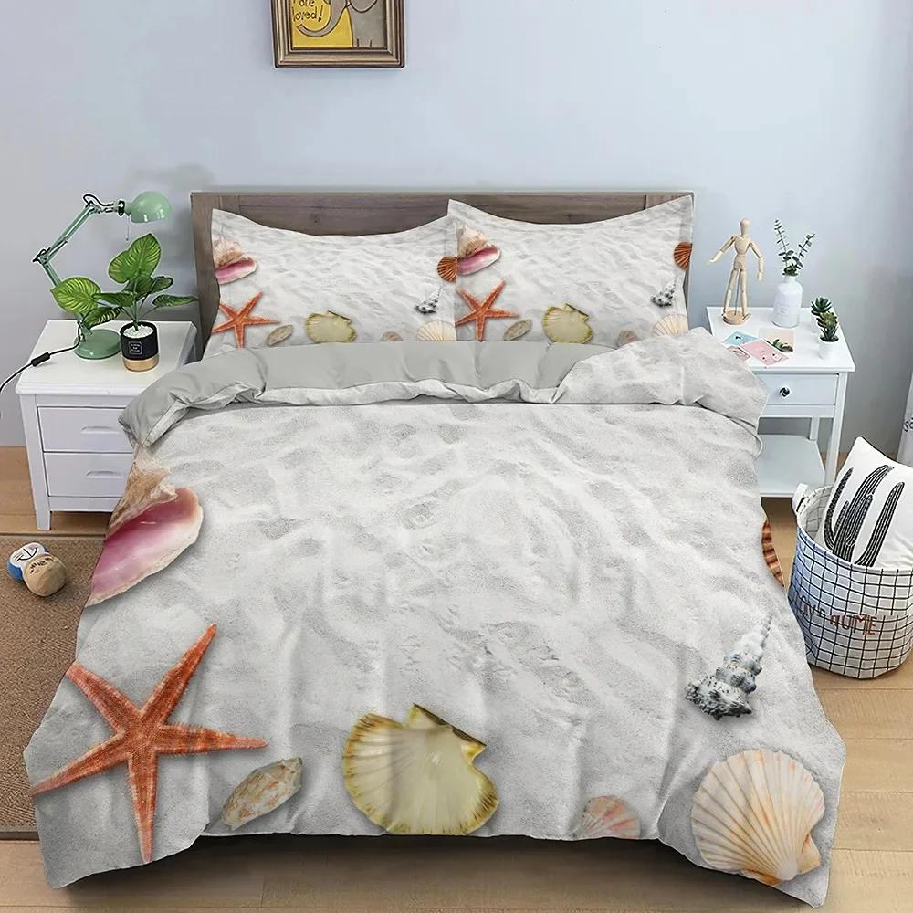Seaside Beach 3D Duvet Cover Bedding Set Comforter Linen Pillowcases Quilt Cover Home Decor Single Double Twin King
