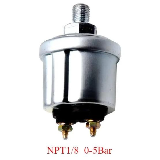 52mm Oil Pressure Meters 0-5bar 0-10bar Car Oil Pressure Gauge Sensors NPT1/8 M10X1 Sensor Thread for Boat Car NPT1 - 8 0-5Bar