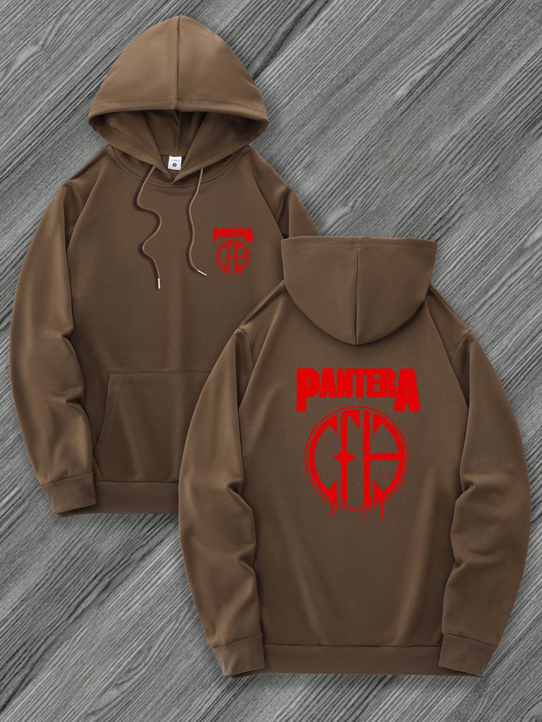 Lässiger Herren-Hoodie mit aufwendigem rot-schwarzem geometrischem Muster, Kängurutasche und taillierter Passform. Stilvoller Freizeit-Hoodie.