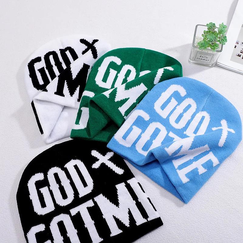 Letter Print Y2K Beanie Hats for Men's and Women's,Cool Letter Graphic Skull Cap,Outdoor Riding,skiing Outdoor Warm Head Hat