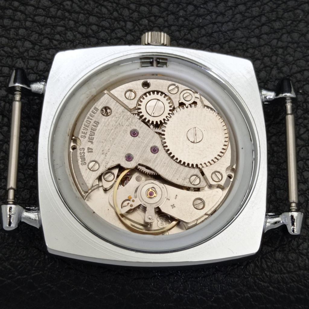 VINTAGE HAND-WINDING SWISS POKER FACE MENS REFURBISHED SEA GREEN WATCH a700937-5 R205a-a700937