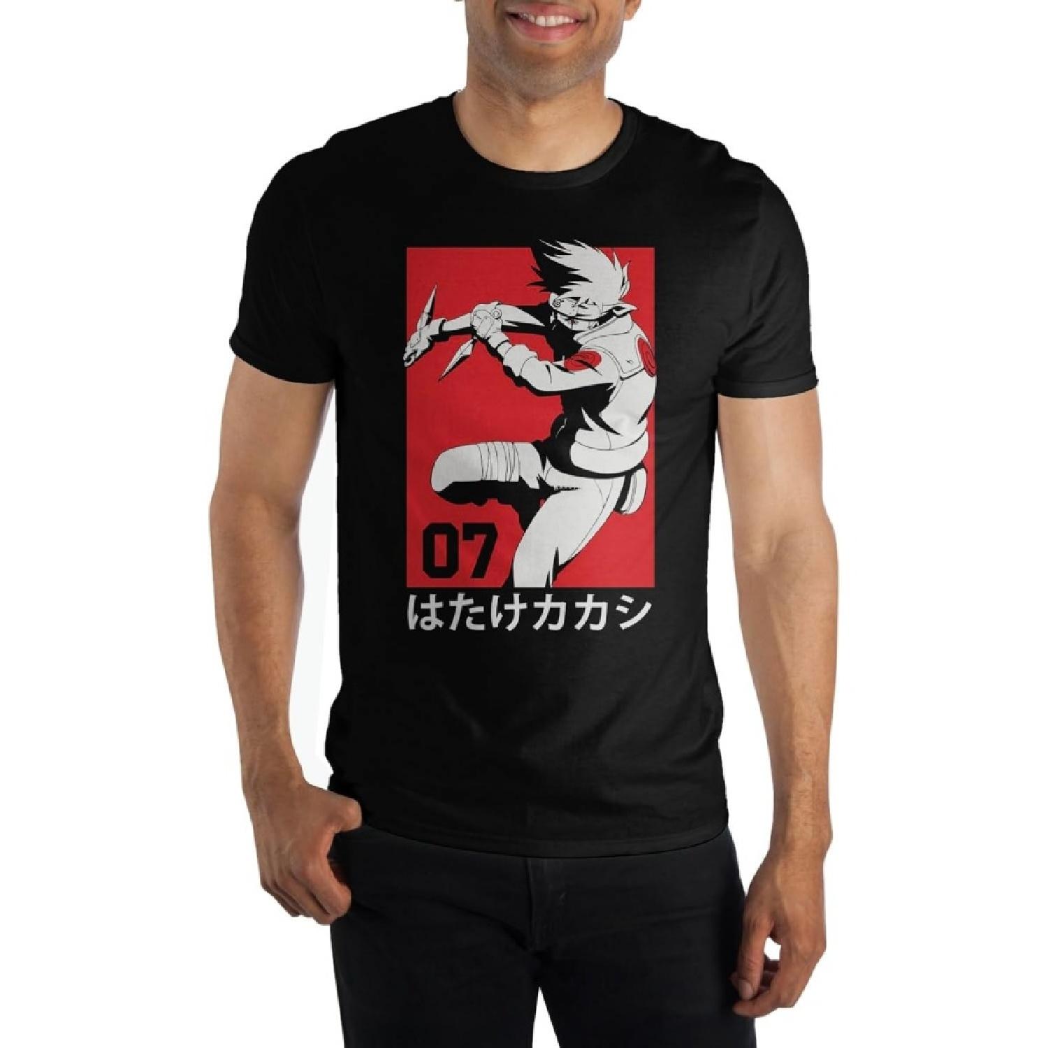 Bioworld Naruto Какаши Хатаке Команда 07 Манга Мужская черная футболка S