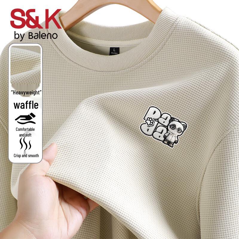 Baleno S&K Men's Waffle Knit Panda Graphic Long-Sleeve Top