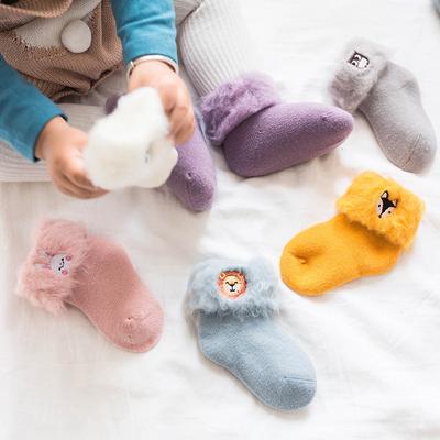 0-3Years  Warm Newborn Sock Kawaii Cartoon Animal Sock for Toddler Boy Girl Lovely Autumn Winter Thicken Plush Calf Sock for Baby