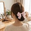 Sweet Comfortable Bowknot Knit Hair Net Vintage Double Layer Cover Net Hair Clip Elegant Spring Clip Ponytail Clip Daily Use