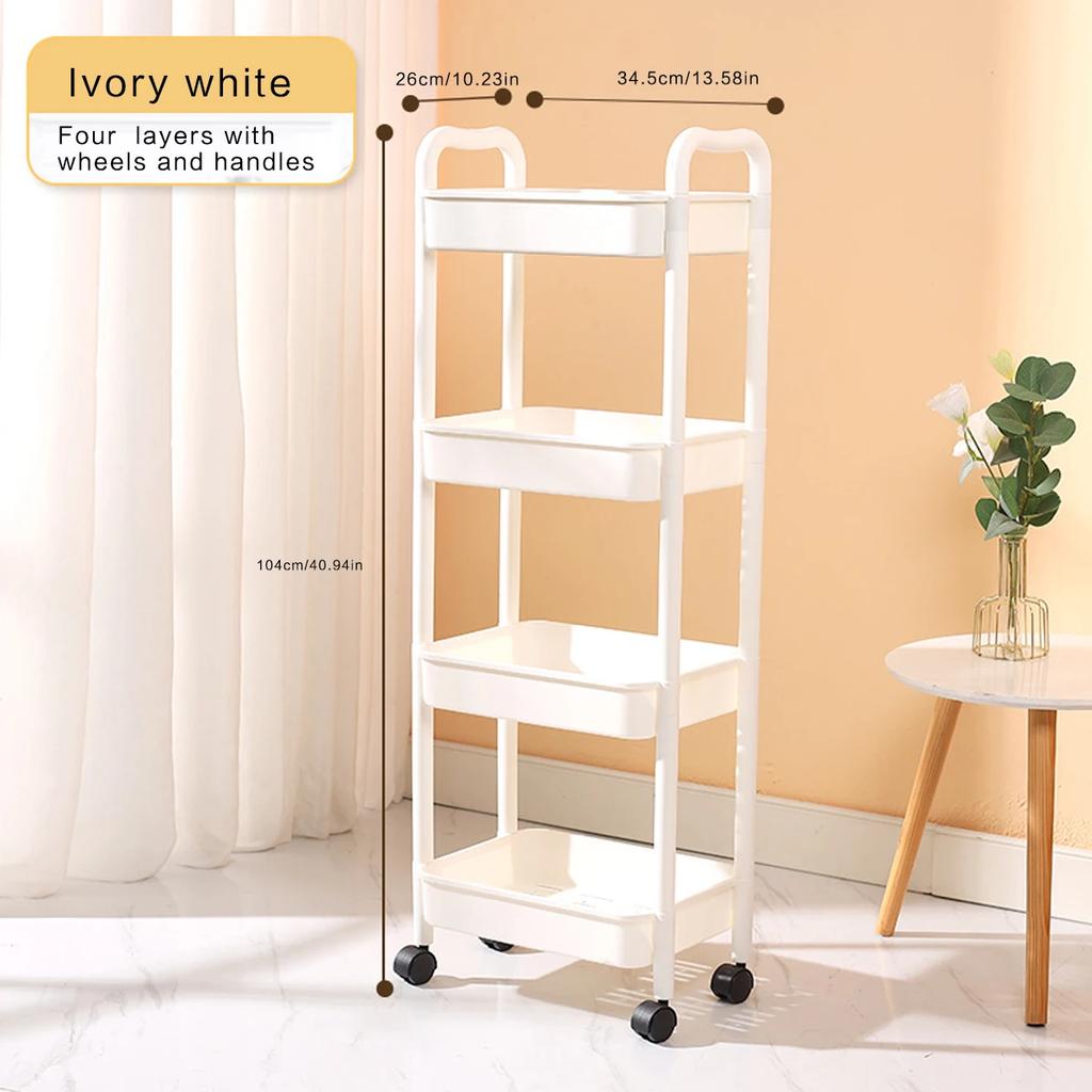Multi Functional Kitchen Trolley Organizer Storage Rack Multi-Tiered Kitchen Cart with 360° Swivel Wheels Large Capacity Shelf