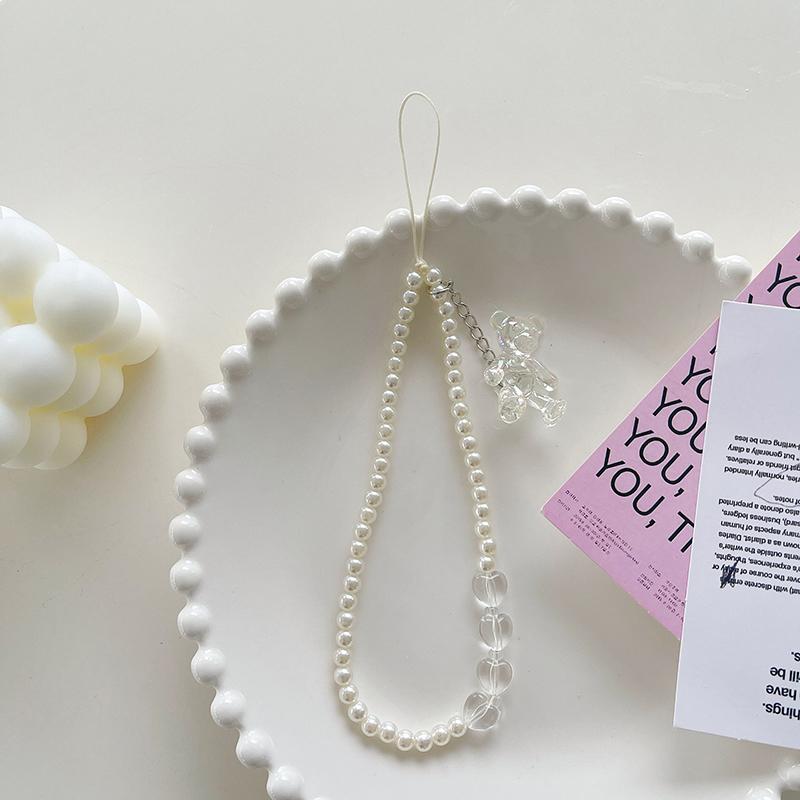 

Pearl Love Mobile Phone Chain Beaded Mobile Phone Lanyard Short Mobile Phone Portable Chain Pendant Female Cellphone Strap 02