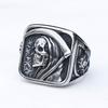 Gothic Vintage Todes Sichel Totenkopf Ring für Herren 316L Edelstahl Hip Hop Biker Skelett Ringe Punk Party Schmuck Großhandel