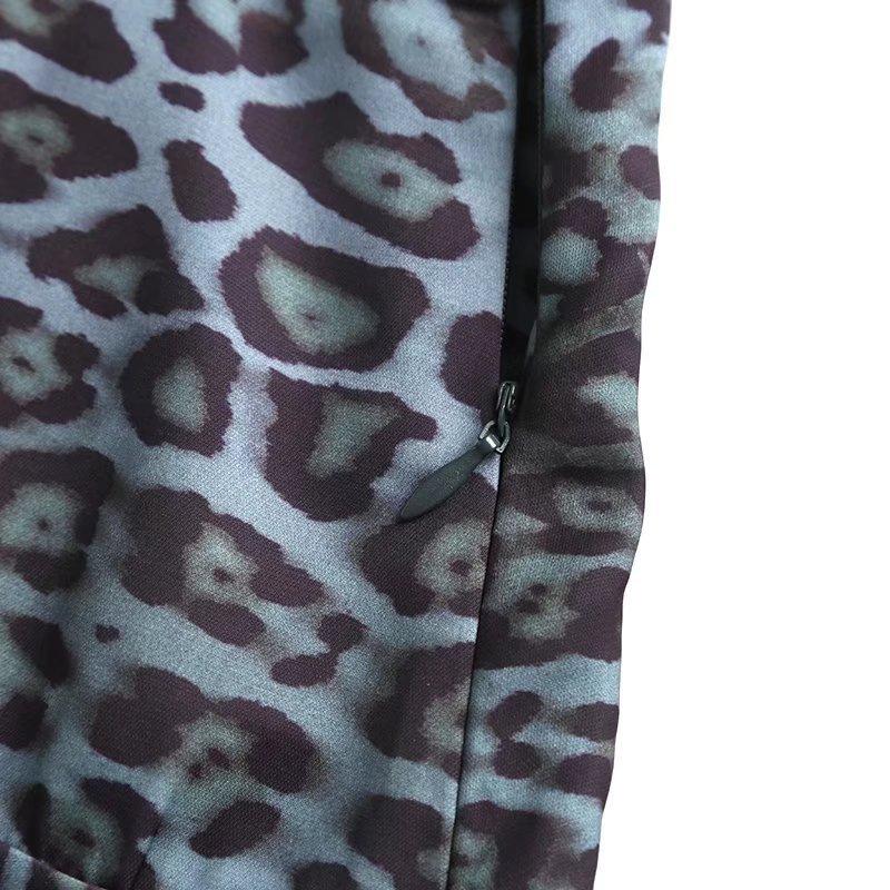 Dámské vysoce kvalitní leopardí vintage midi sukně s bočním zipem dámské elegantní sukně do poloviny lýtek