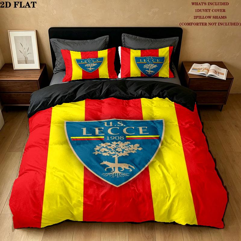 Unione Sportiva Lecce Pattern Bedding uilt Set uilt Cover Pillowcase Home Decoration Birthday Gift (1 * duvet cover + 2 * pillowcase without core)