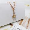 Rose Gold-Plated Titanium Steel Square Pendant Necklace for Women