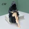 Halloween Decor Statue Black Robe Girl Ornament, Dark Style, with Balanced PLA Material Figurine Base Sitting Figurine, Durable Detailed Texture