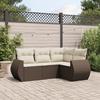 VidaXL Garden Lounge Set with Cushions 4 Pcs, Patio Sofas, Patio Furniture Set, Outdoor Furniture, Brown 3221312