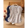 Women's Summer Boho-Chic Youthful Embroidered Sleeveless Shirt with Scalloped Collar