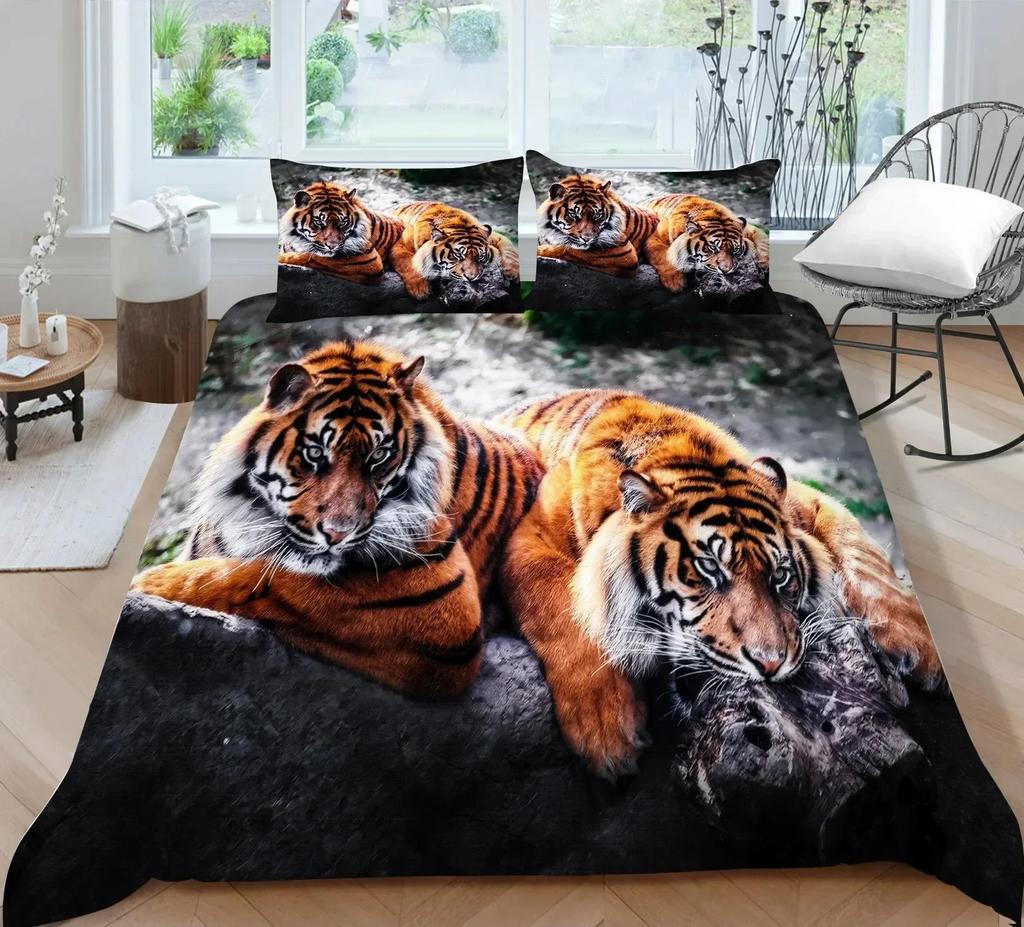 3D Printed Animal Tiger Bedding Set Duvet Cover Sheet Printed Bed Set Pillowcase Bed Full Queen King Size Comforter Bedroom