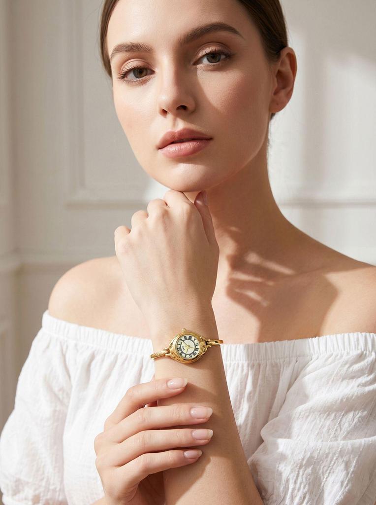 GEDI Women's Vintage Round Dial Thin Strap Waterproof Quartz Wristwatch