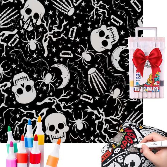 Gift for Creative Kids DIY Coloring Blanket with 24 Markers, Color Your Own Blanket, 59" X Soft Polyester Painting 45" Cozy Throw Sofa, Couch,