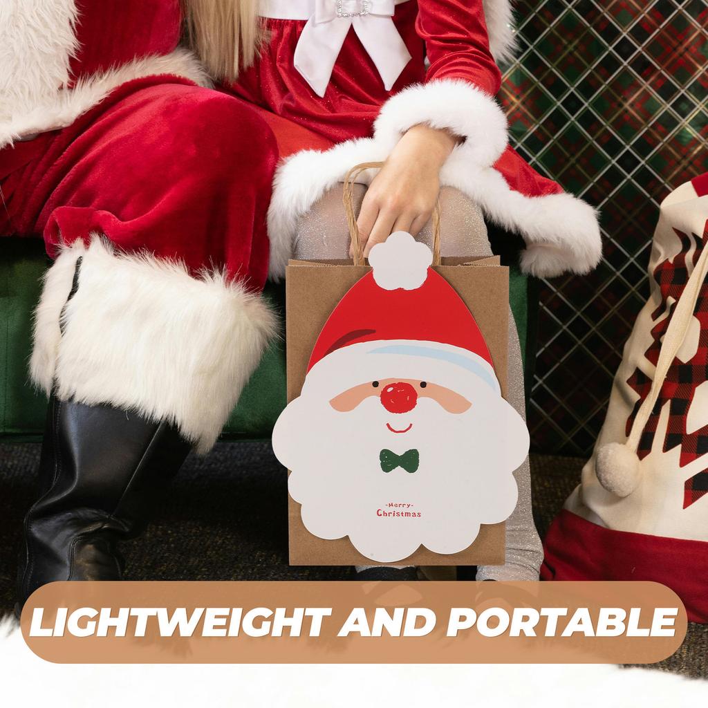 10Pcs Santa Claus Gift Bags Festive Cartoon Pattern Paper Gift Bags for Christmas Parties Weddings Holiday Presents Large