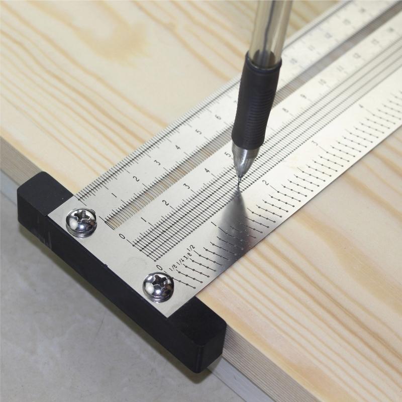Portable for T Type Scribing Ruler Stainless Steel High Precision Metric Hole Ruler Precision Marking T-Rule Carpenter T