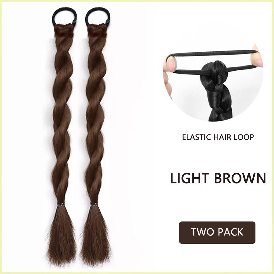 Synthetische Perücke, Pferdeschwanz, gedrehter Zopf, Perücke aus geflochtenem Haar, Perücke mit doppeltem Pferdeschwanz, geeignet für den täglichen Gebrauch.