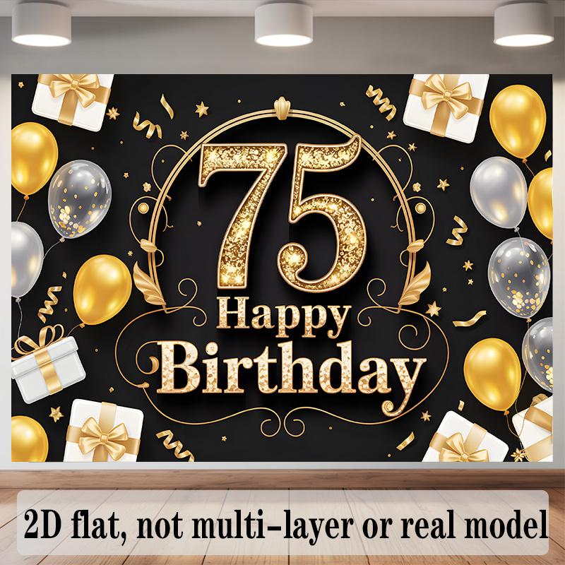 Party Backdrop 75Th Birthday Flat Designed Joyful Serves Photos Well Event Backdrop Decoration Birthday Party Decor