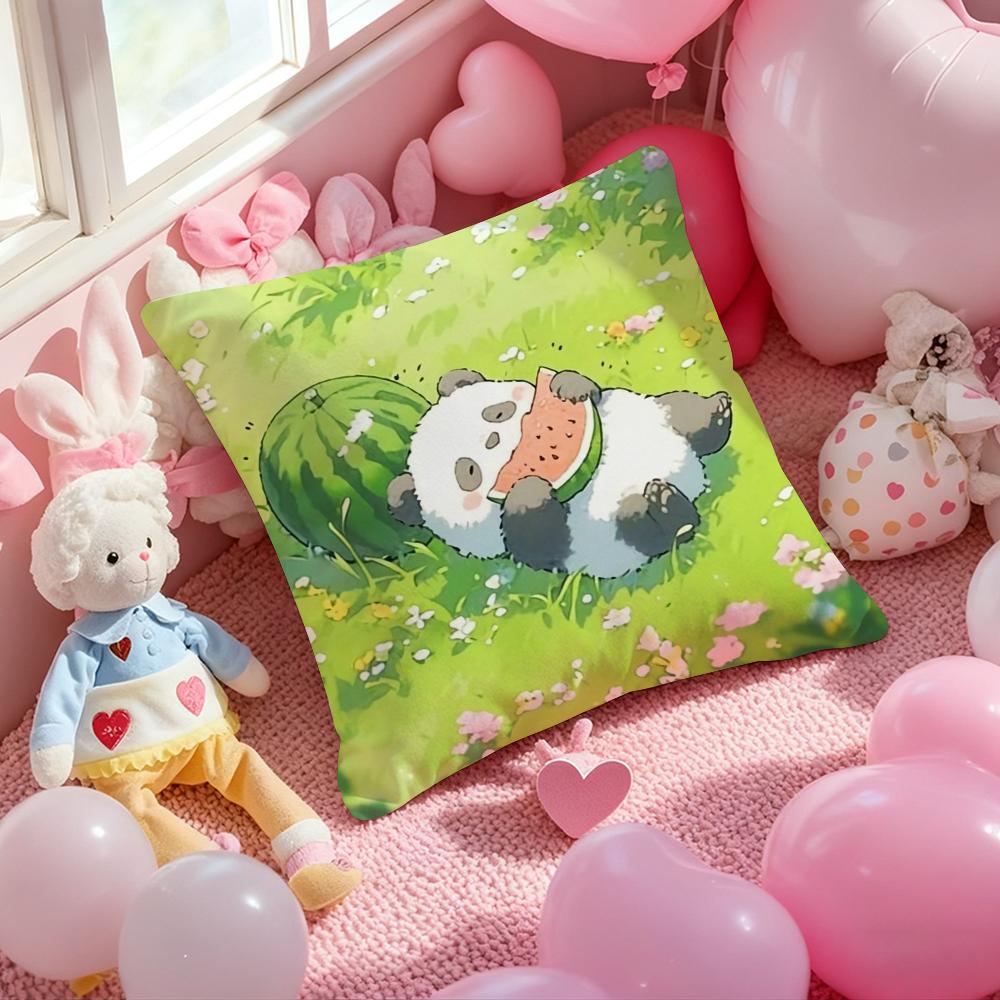 hand-drawn panda Cute Cushion Cover Pattern Printed Pillowcase for Living Room Sofa Cushion Cover & Bedroom Decor