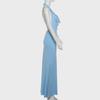 2025 Spring Women's Backless Halter Dress - Solid Color, Slim Fit