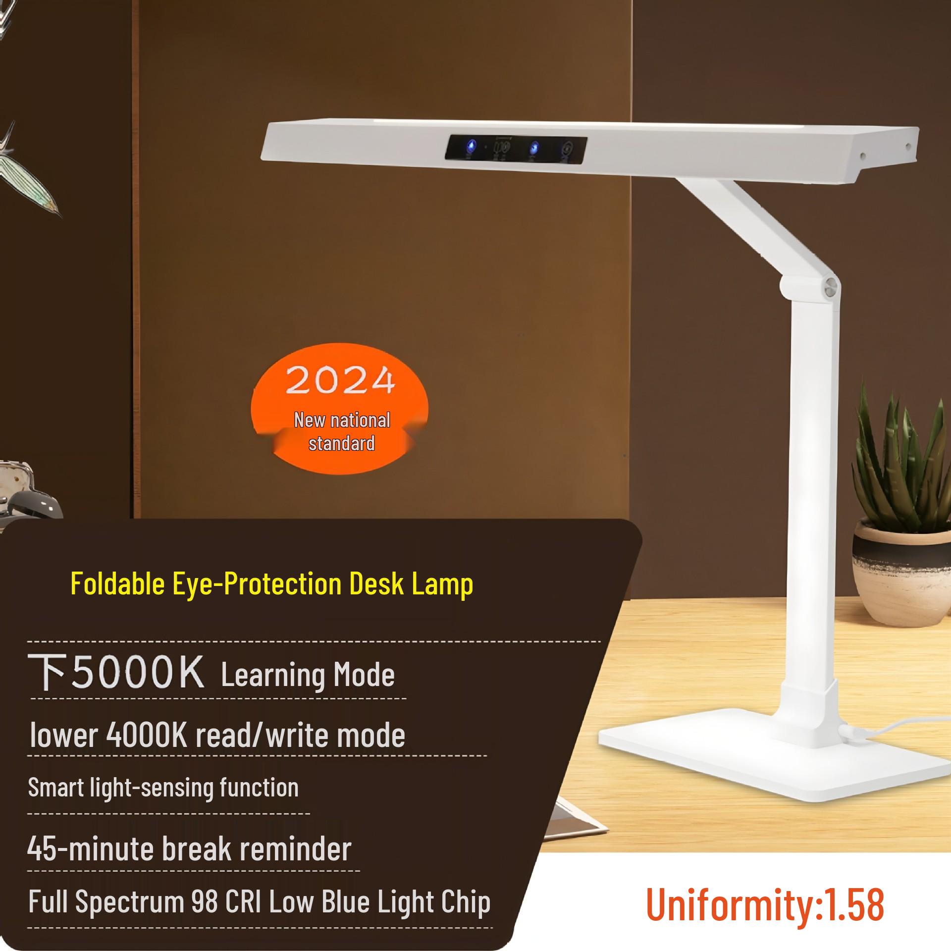 

Full Spectrum Eye-Protective Desk Lamp for Students - Low Blue Light Reading Light 60CM 20W (For 80-120CM Desk)