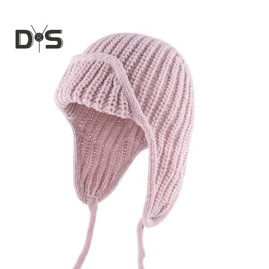 Унисекс зимняя шапка вязаная толстая теплая ветрозащитная однотонная защитная шапочка — фото 16