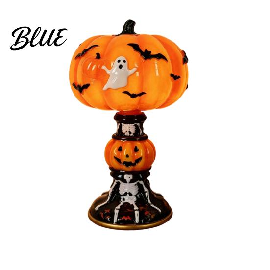 USB Plug-in Night Lamp Halloween Light Powered Stained Glass Lamp Retro Gothic Glowing Bookshelf Lighting with Warm Amber Purple Tabletop Decor for