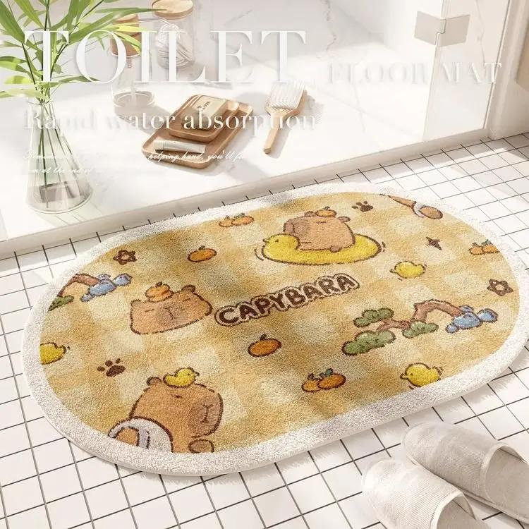

Bathroom bathroom door mat imitation cashmere absorbent non-slip floor mat cartoon carpet quick-drying non-slip mat 40X60cm 15.7X23.6in