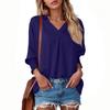 Women's Fashion V-neck Casual Long Sleeve Loose Shirt Blouse Tops Smock T-Shirt