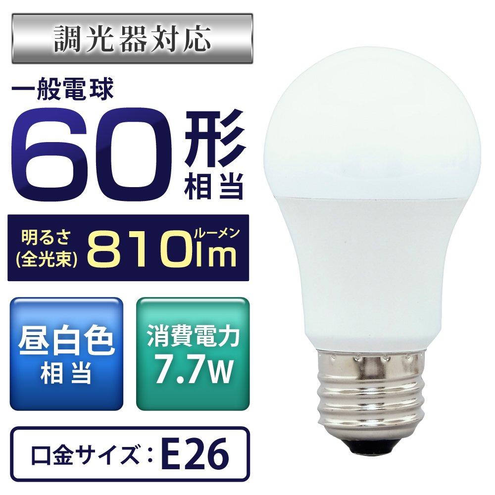 [Energy Saving Measures] Iris Ohyama LED Light Bulb, E26 Base, 60W Equivalent, Daylight White, Omnidirectional, Dimmer Compatible, LDA8N-GWD-6V1