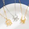 925 Sterling Silver & Titanium Steel Xiangyun Ruyi Lock Necklace, Women’s 14K Gold-Plated Pendant