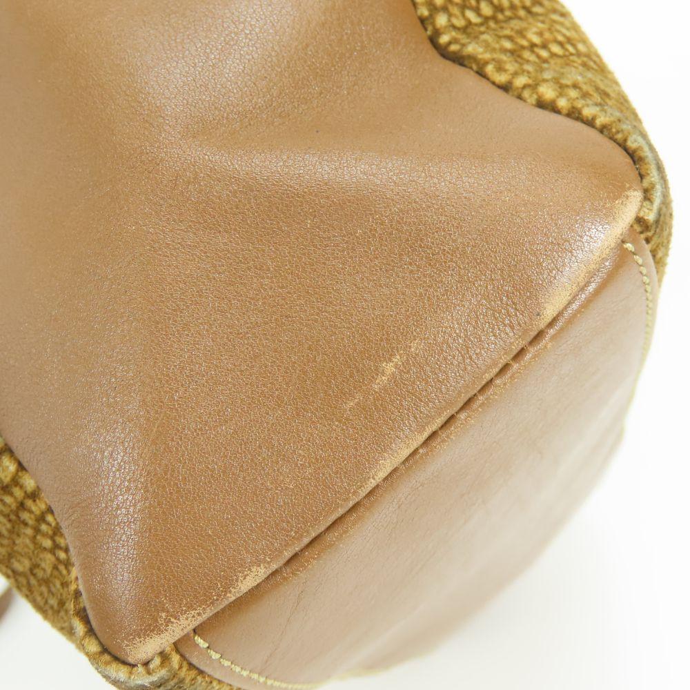 Used BORBONESE Shoulder Bag 913722 Suede/leather Brown Quail Pattern