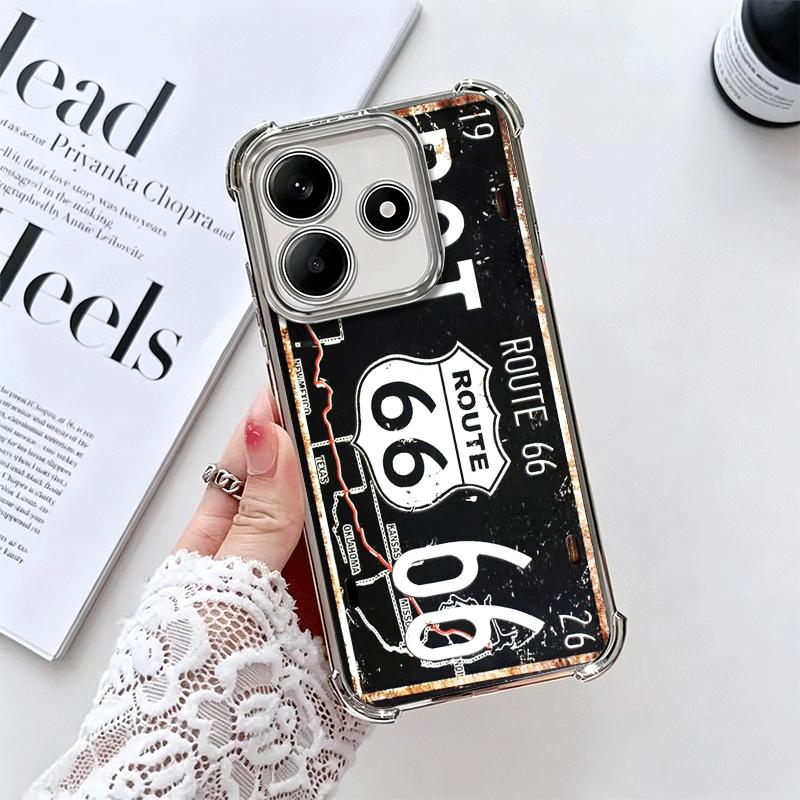 Retro Vintage License Plate Soft Phone Case For Xiaomi Redmi Note 14 15 Pro Plus 13 12 11S 11T 5G 10 9S 9 Plating Anti-Fall Fund