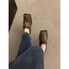 Vintage Brown Women's Shoes Kick Saddles British Style Flat Heel Spring Summer JK Shoes Small Leather
